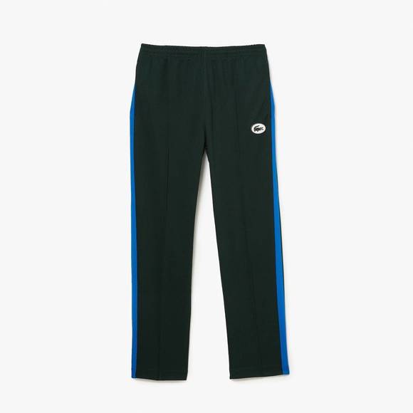 NEW LACOSTE men's contrast side band trackpants in green